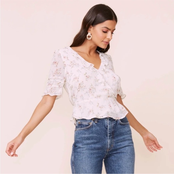 Astr Tops - NWT Astr the Label Delicate Floral Wrap Blouse